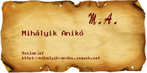 Mihályik Anikó névjegykártya